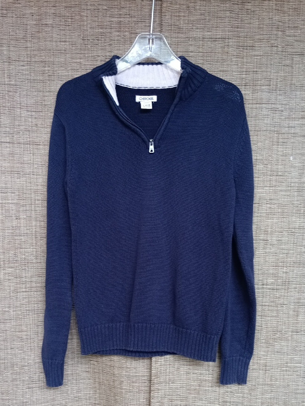 Boy's Cherokee Navy Zip-Front Knit Sweater